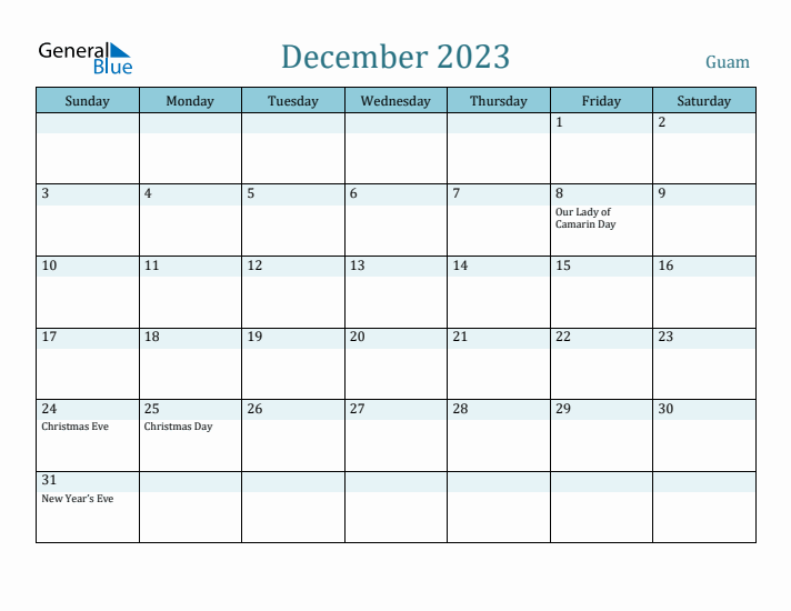 December 2023 Calendar with Holidays