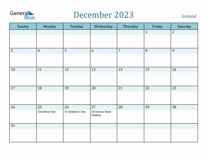 December 2023 Calendar with Holidays