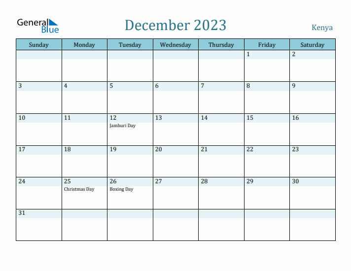 December 2023 Calendar with Holidays