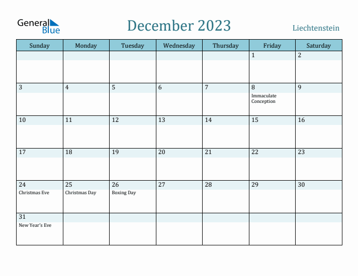 December 2023 Calendar with Holidays