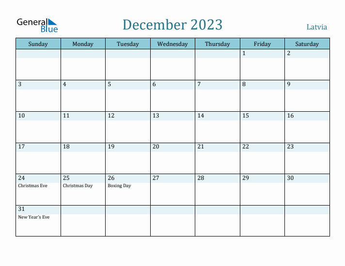 December 2023 Calendar with Holidays