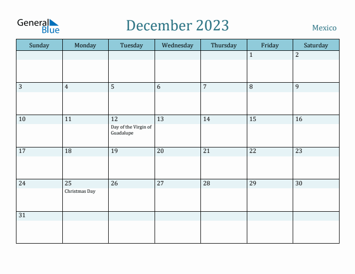 December 2023 Calendar with Holidays