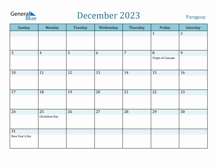 December 2023 Calendar with Holidays