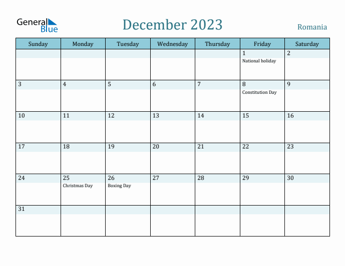 December 2023 Calendar with Holidays