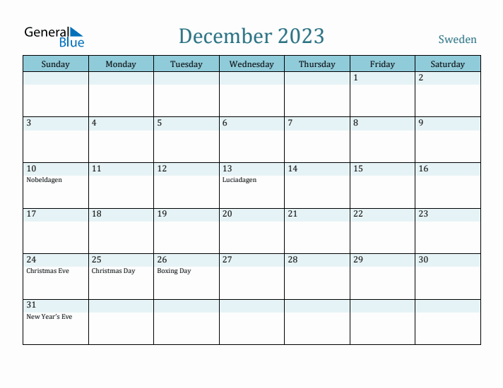 December 2023 Calendar with Holidays