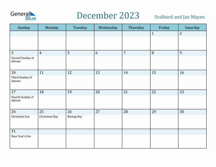 December 2023 Calendar with Holidays