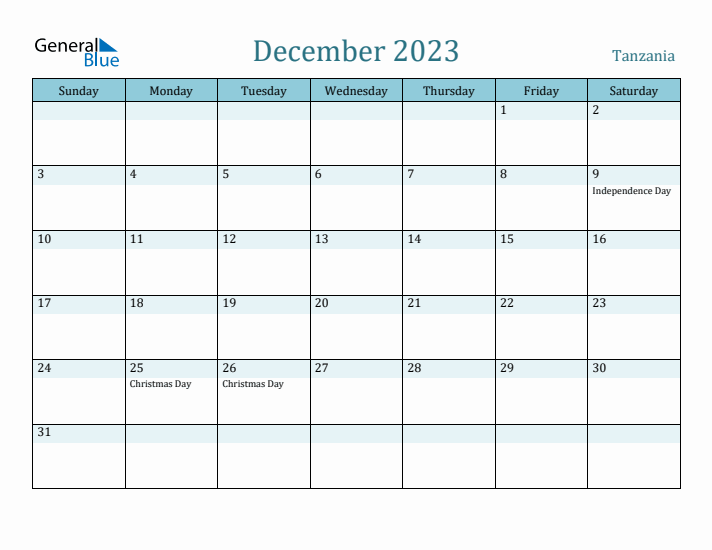 December 2023 Calendar with Holidays