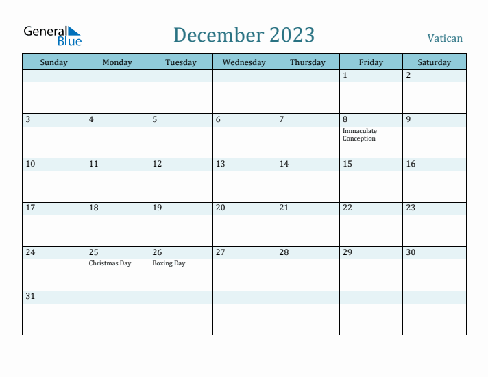 December 2023 Calendar with Holidays