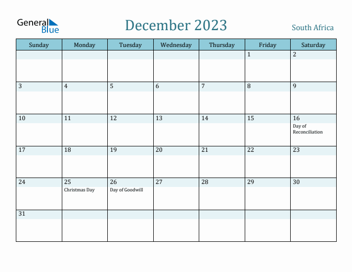 December 2023 Calendar with Holidays