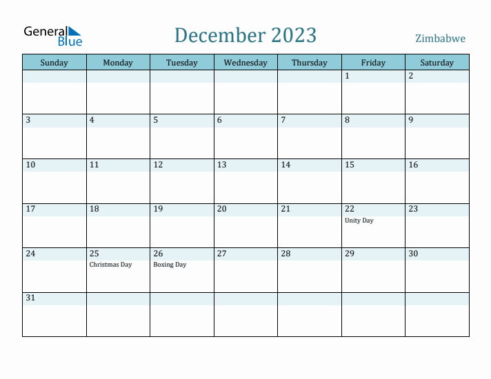 December 2023 Calendar with Holidays