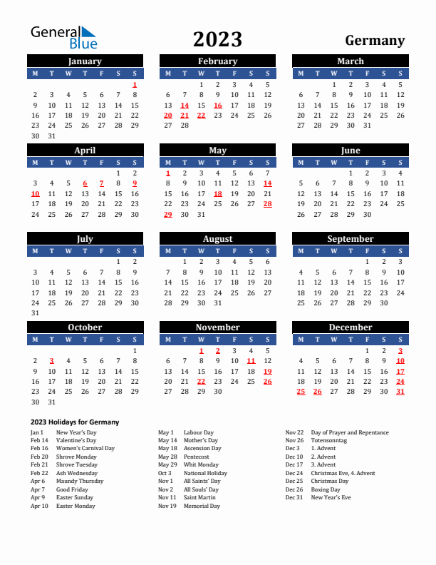 2023 Germany Holiday Calendar