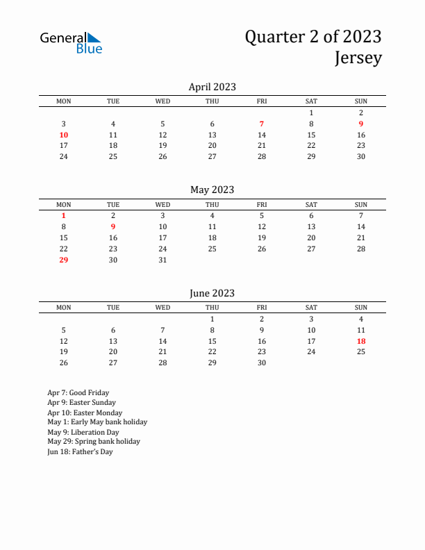 Quarter 2 2023 Jersey Quarterly Calendar