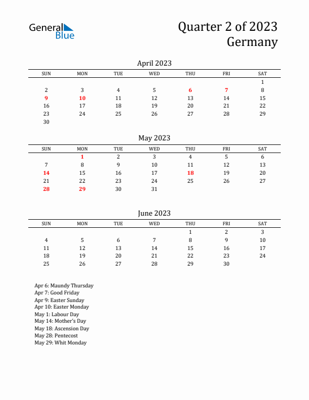 Quarter 2 2023 Germany Quarterly Calendar