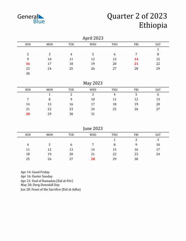 Quarter 2 2023 Ethiopia Quarterly Calendar