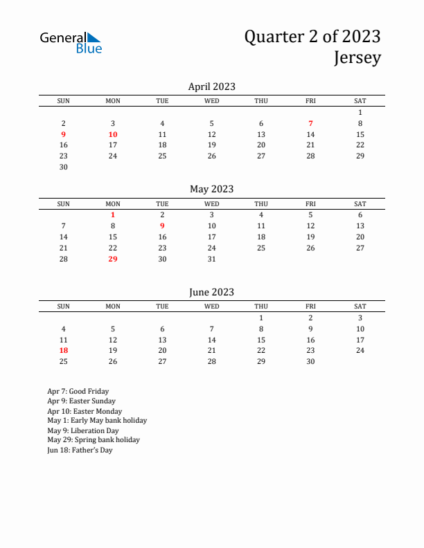 Quarter 2 2023 Jersey Quarterly Calendar