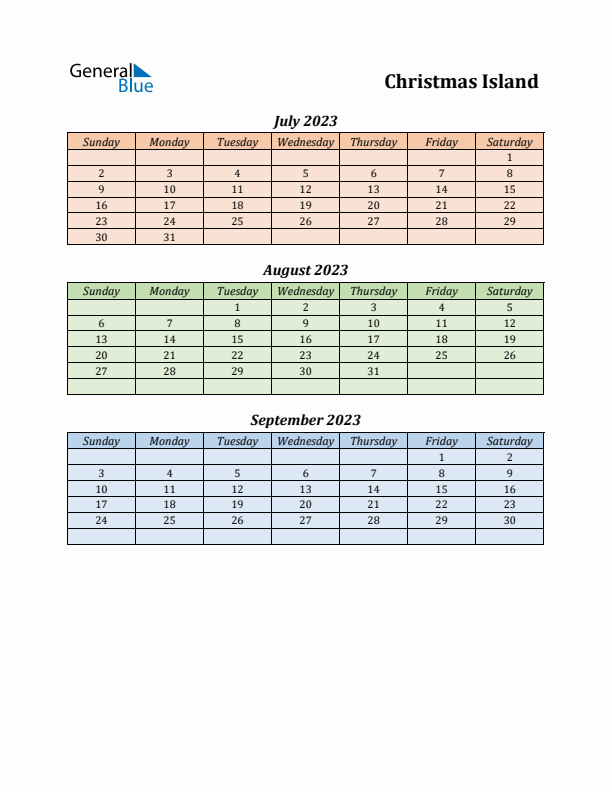 Q3 2023 Holiday Calendar - Christmas Island