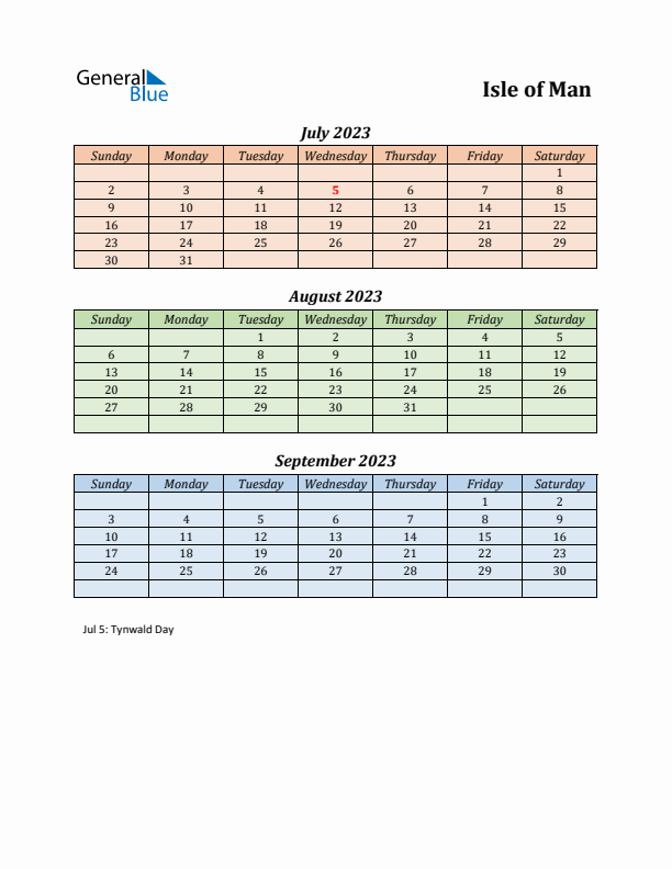 Q3 2023 Holiday Calendar - Isle of Man