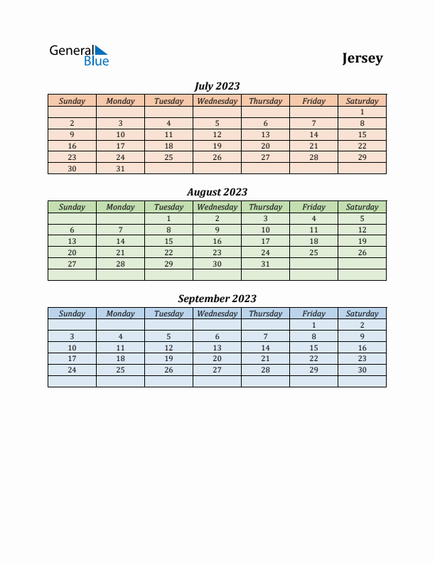 Q3 2023 Holiday Calendar - Jersey