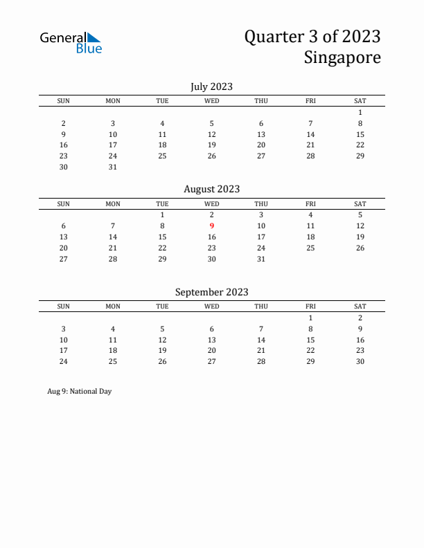 Quarter 3 2023 Singapore Quarterly Calendar