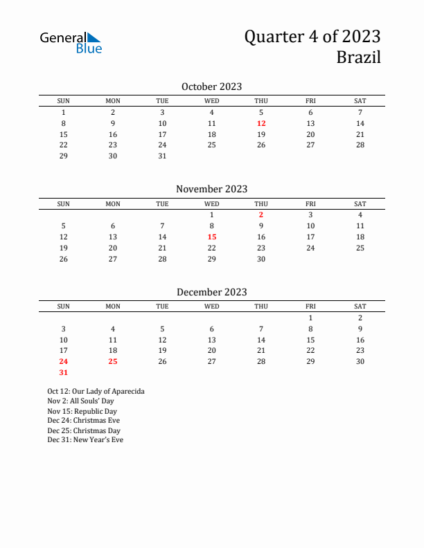 Quarter 4 2023 Brazil Quarterly Calendar