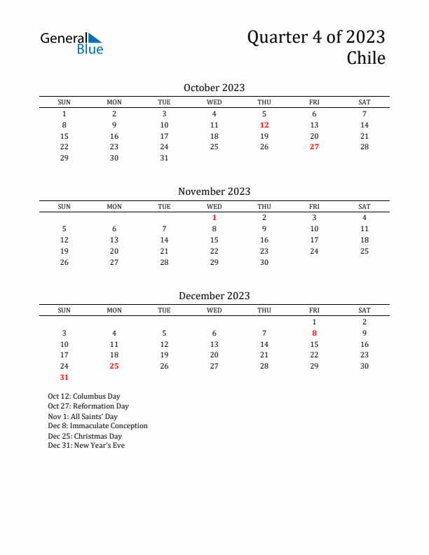 Quarter 4 2023 Chile Quarterly Calendar