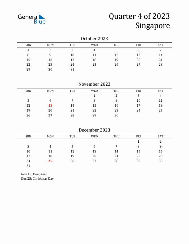 Quarter 4 2023 Singapore Quarterly Calendar