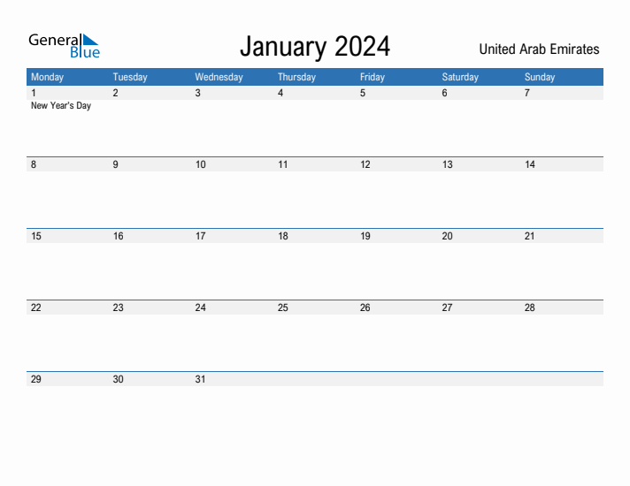 Fillable January 2024 Calendar