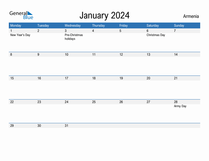 Fillable January 2024 Calendar