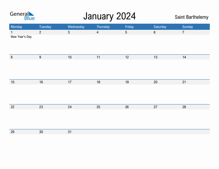 Fillable January 2024 Calendar