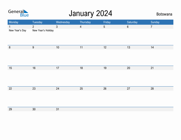 Fillable January 2024 Calendar