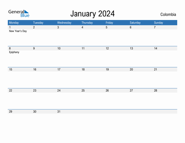 Fillable January 2024 Calendar