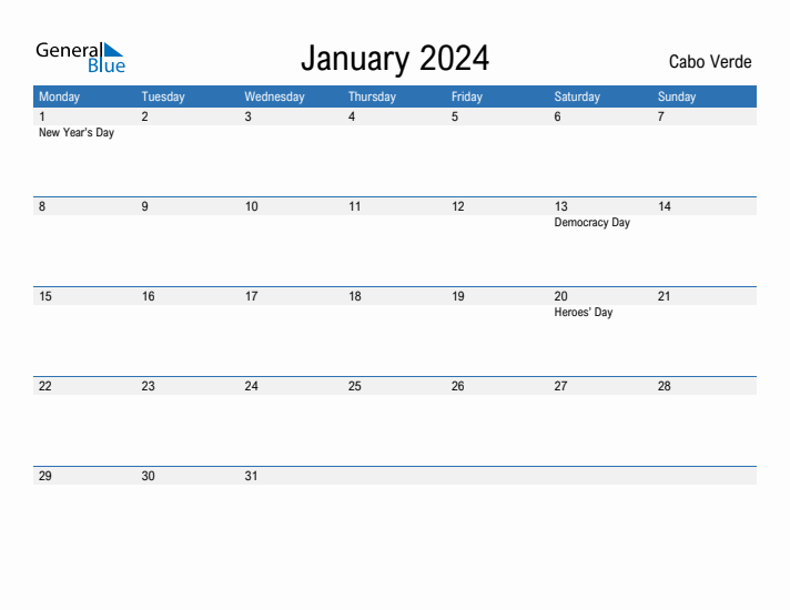 Fillable January 2024 Calendar