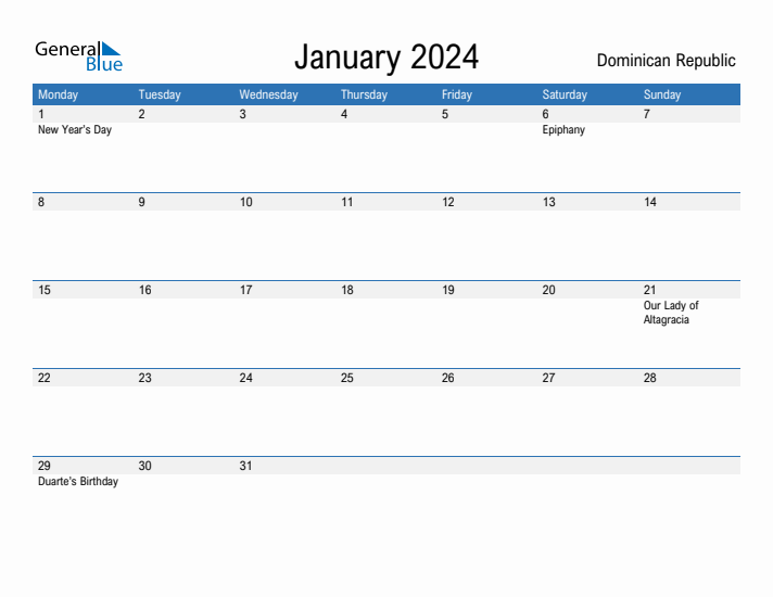 Fillable January 2024 Calendar