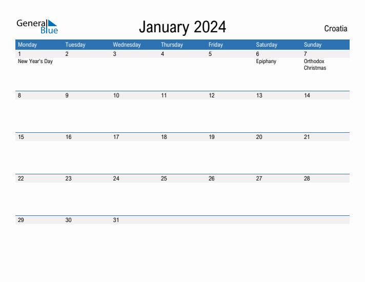 Fillable January 2024 Calendar