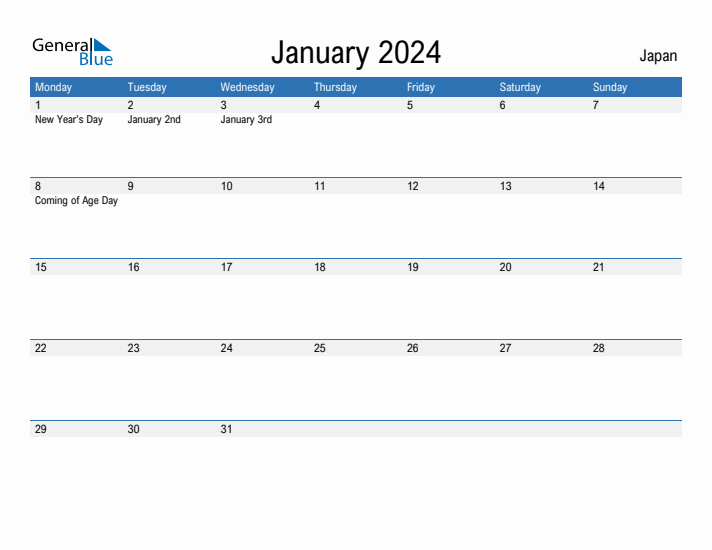 Fillable January 2024 Calendar