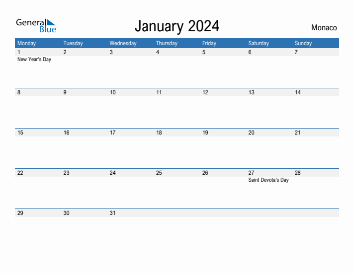 Fillable January 2024 Calendar