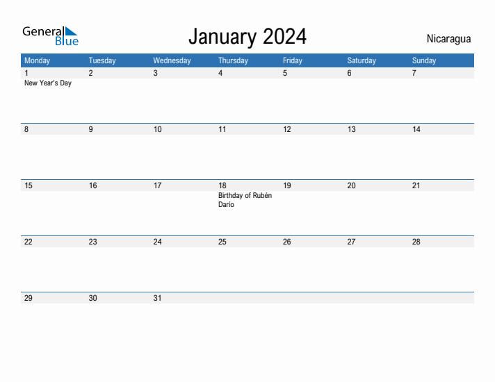 Fillable January 2024 Calendar