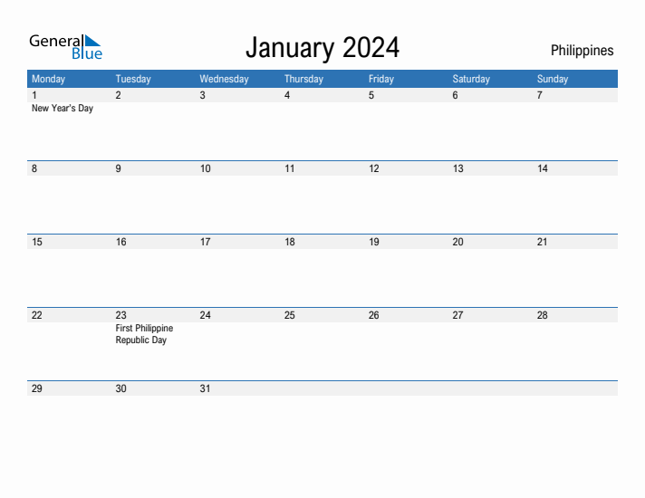 Fillable January 2024 Calendar