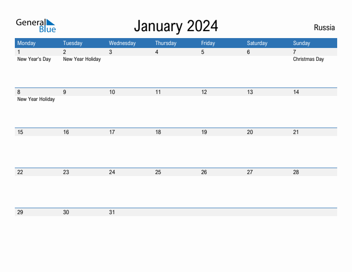 Fillable January 2024 Calendar