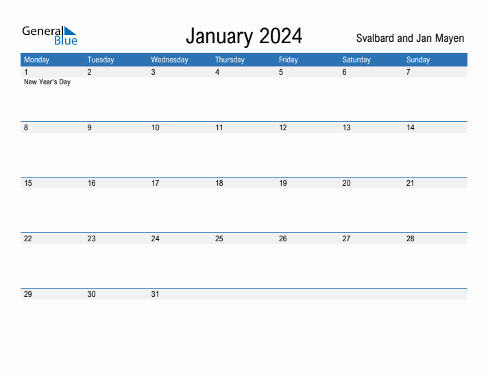 Fillable January 2024 Calendar