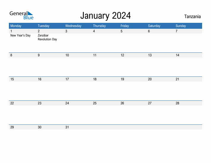 Fillable January 2024 Calendar