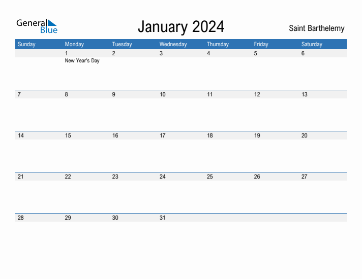 Fillable January 2024 Calendar