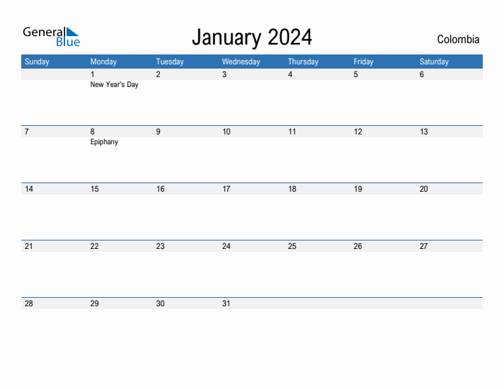 Fillable January 2024 Calendar