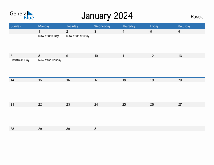 Fillable January 2024 Calendar