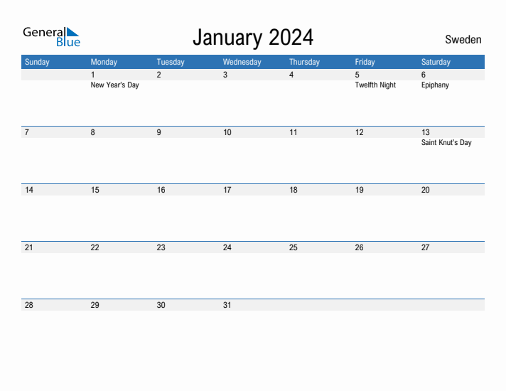 Fillable January 2024 Calendar