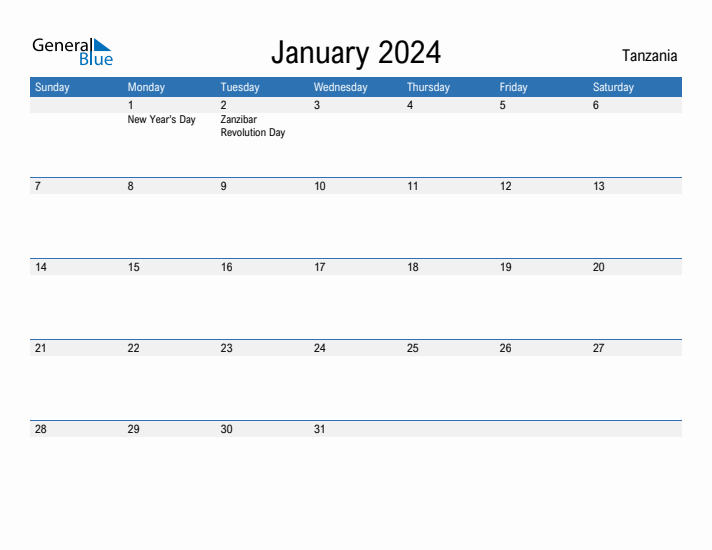 Fillable January 2024 Calendar