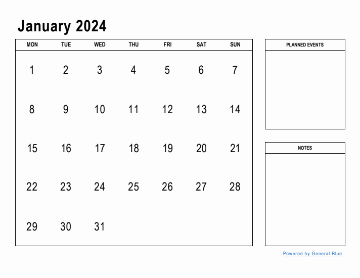 January 2024 Calendar Planner