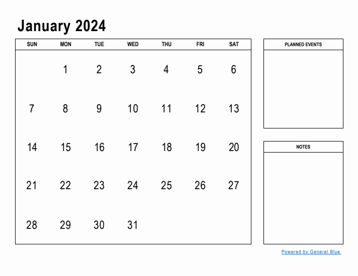 January 2024 Calendar Planner