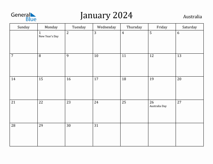 January 2024 Calendar Australia