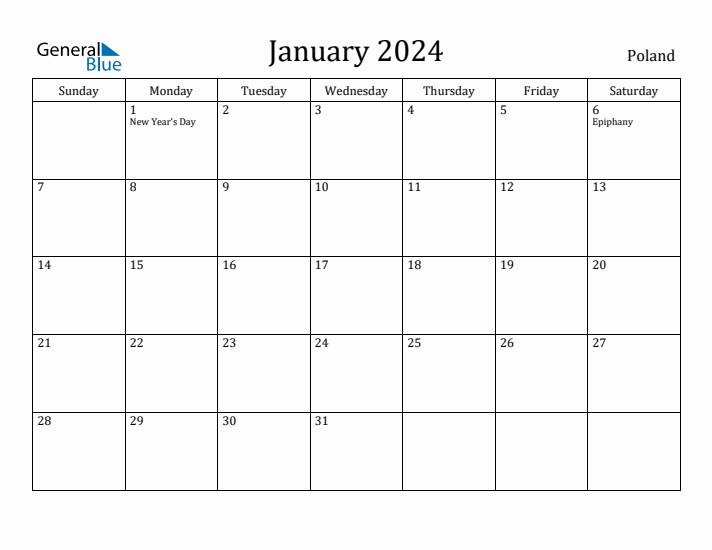 January 2024 Calendar Poland